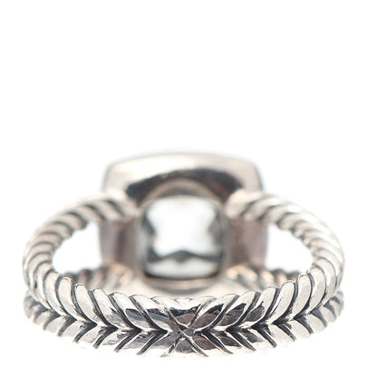 David Yurman Sterling Silver Diamond Prasiolite 7mm Petite Albion Ring 52 6 3 of 4