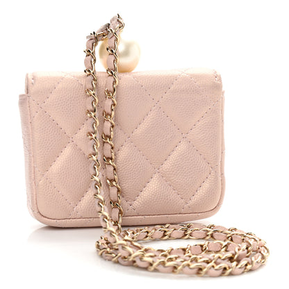 Chanel Iridescent Caviar Quilted Pearl On Top Coin Purse With Chain Light Pink 3 of 13
