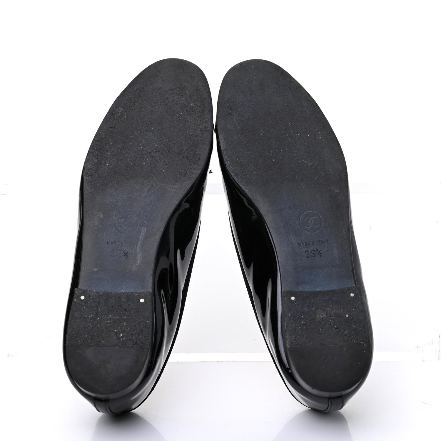 Chanel Patent CC Cap Toe Ballerina Flats 36.5 Black 6 of 13