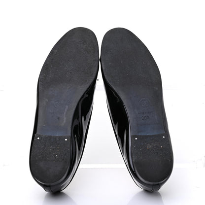 Chanel Patent CC Cap Toe Ballerina Flats 36.5 Black 6 of 13