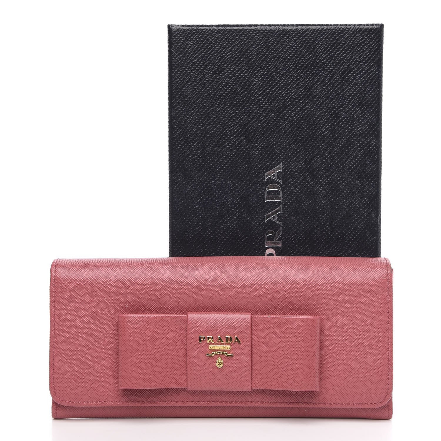 Prada Saffiano Bow Continental Wallet Peonia 12 of 12
