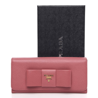 Prada Saffiano Bow Continental Wallet Peonia 12 of 12