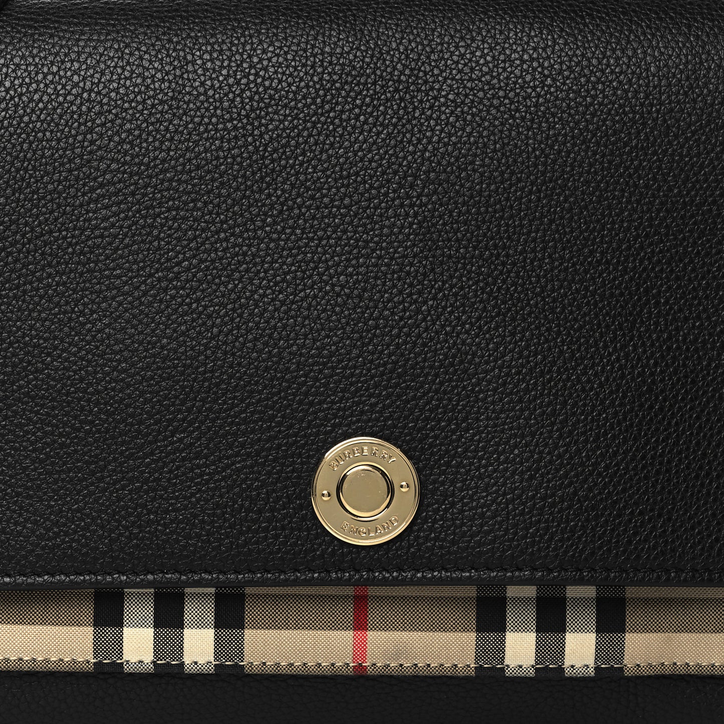 Grainy Calfskin Vintage Check Note Crossbody Bag Black