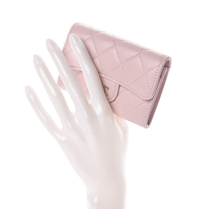 Chanel Lambskin Quilted Flap Card Holder Light Pink 2 of 9