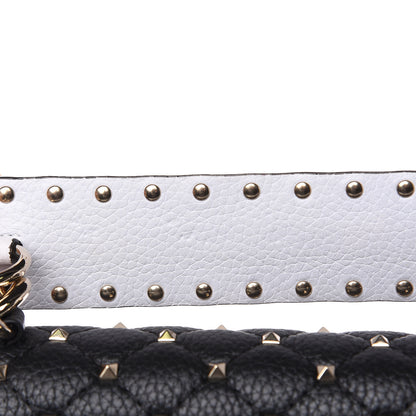 Valentino Garavani Grained Calfskin Medium Rockstud Spike Shoulder Bag Black White 8 of 12