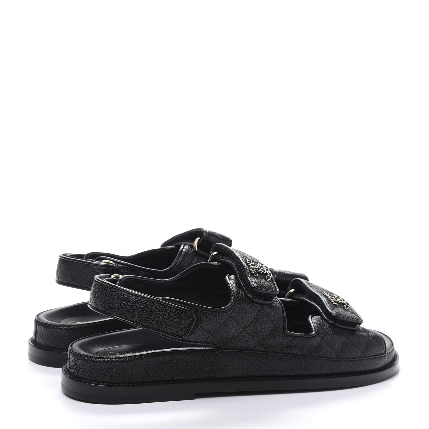 Chanel Grained Calfskin Velcro Dad Sandals 39 Black 4 of 9