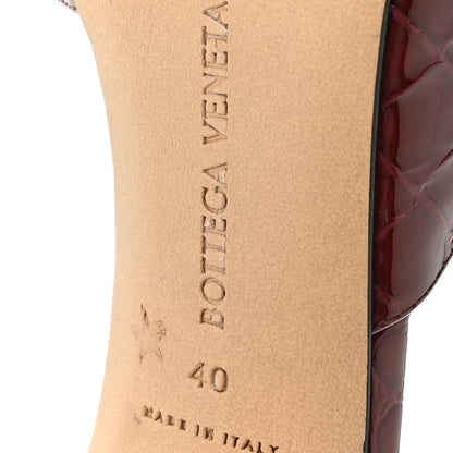 Bottega Veneta Gloss Calfskin Crocodile Embossed Mules 40 Merlot 7 of 8