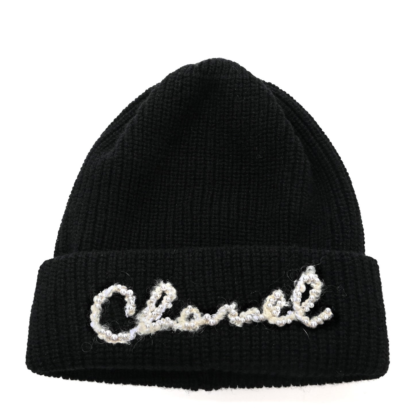Cashmere Logo Beanie Hat Black White