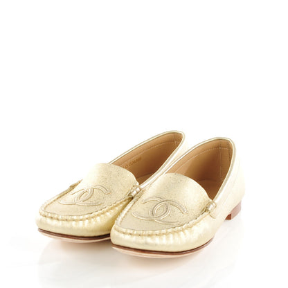 Chanel Metallic Calfskin CC Loafers 35 Gold 3 of 10