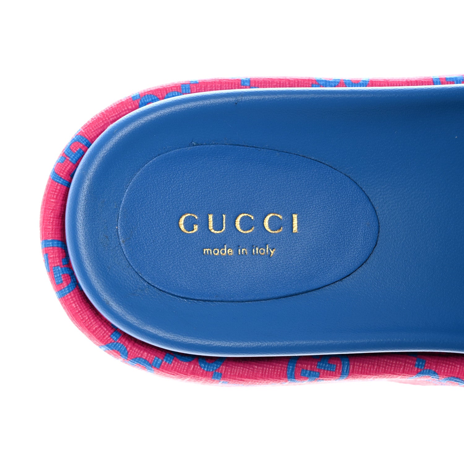 Gucci GG Supreme Joy Monogram Angelina Platform Slide Sandals 35.5 Fuxia Blue 8 of 11