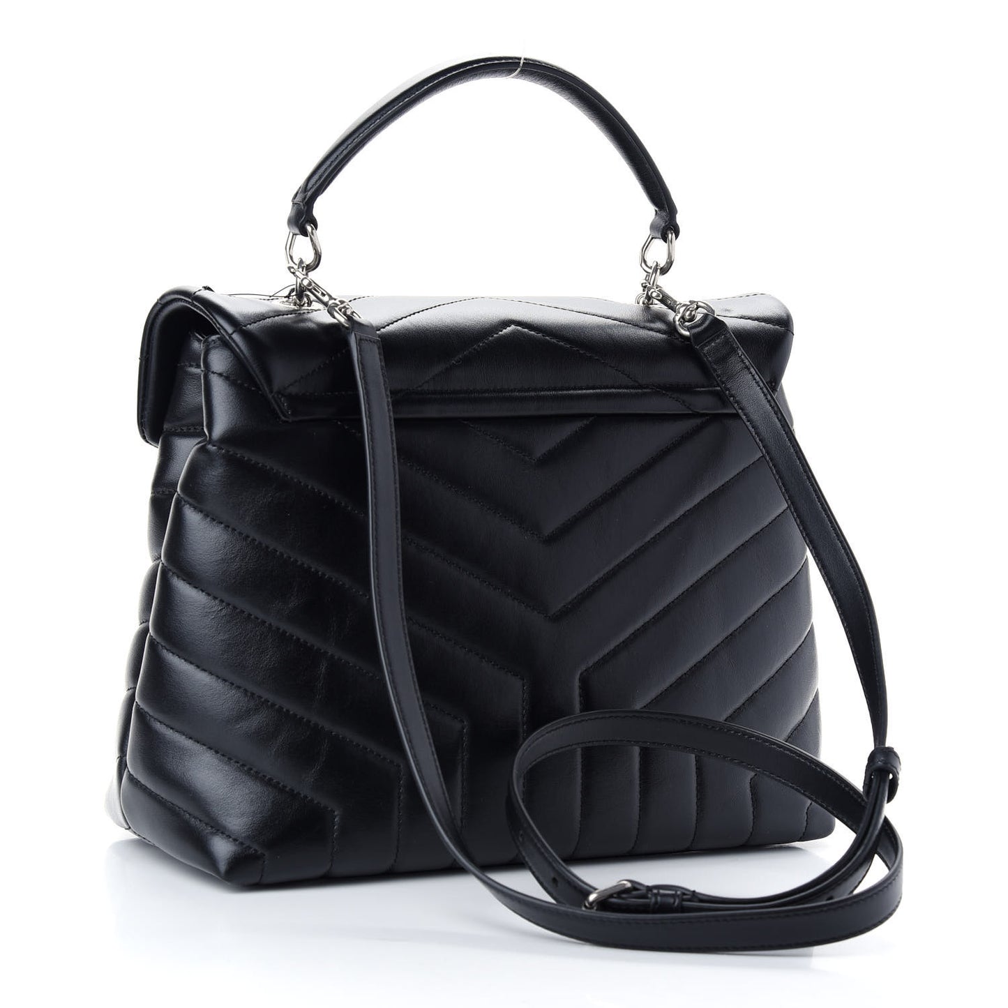 Calfskin Y Quilted Monogram Medium Loulou Satchel Black