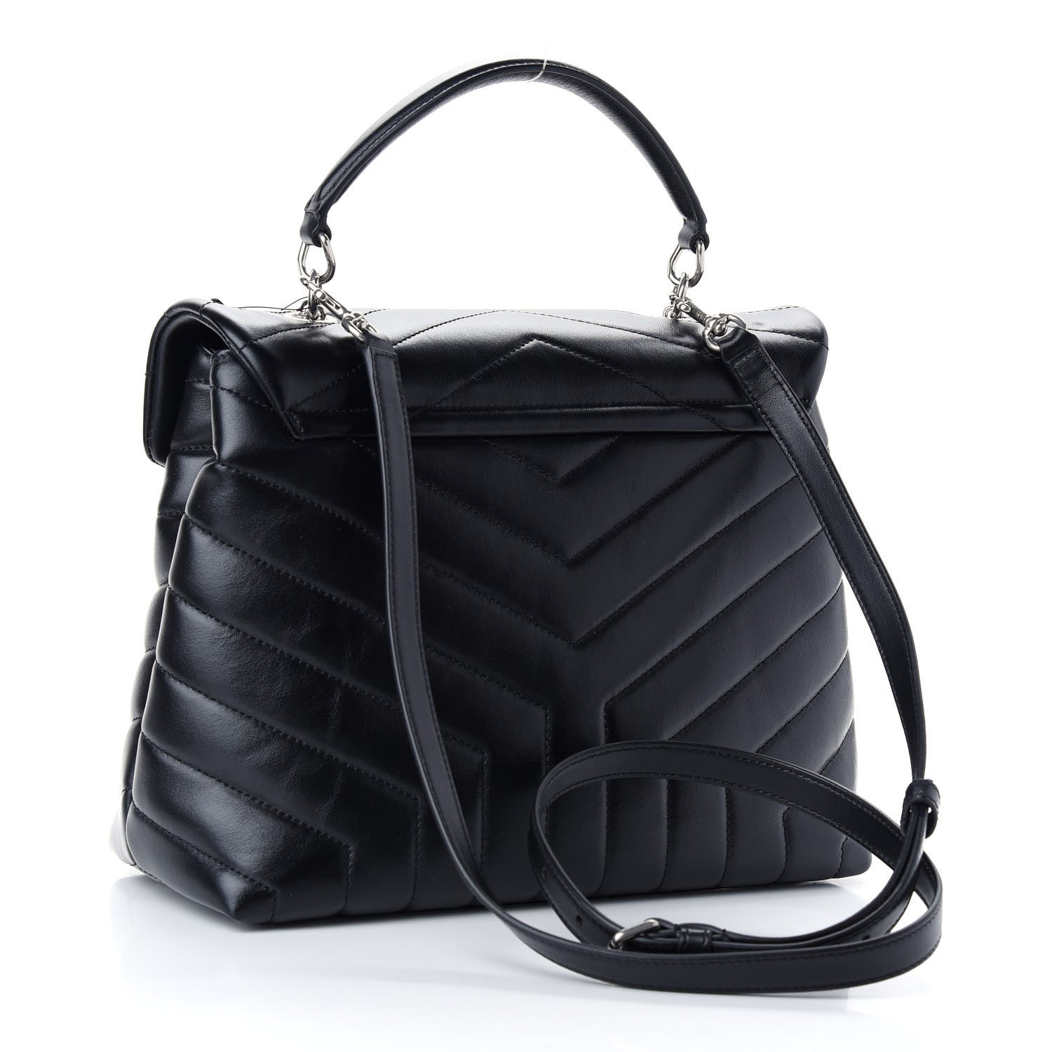 Saint Laurent Calfskin Y Quilted Monogram Medium Loulou Satchel Black 3 of 8