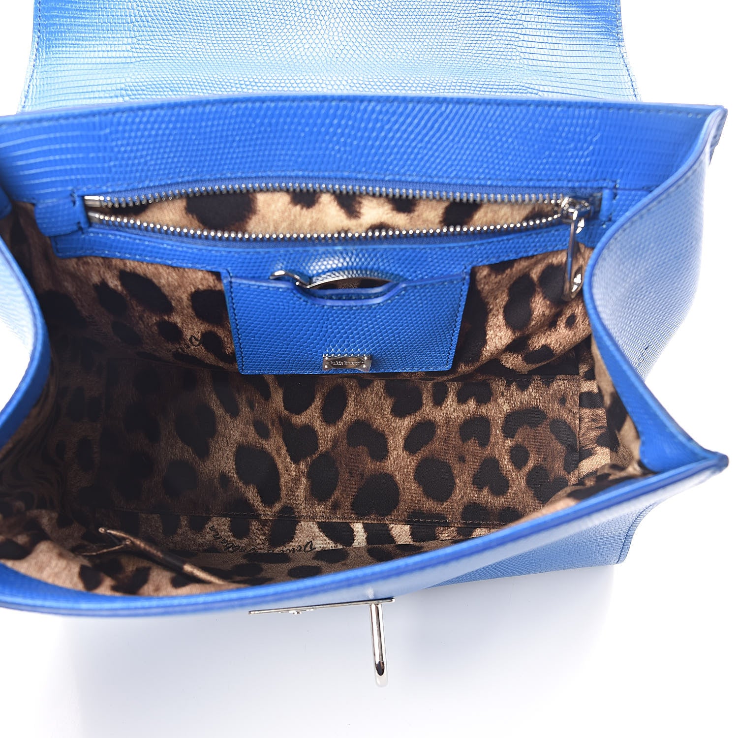 Dolce & Gabbana Lizard Calfskin Embossed Medium Monica Top Handle Bag Bleuette 5 of 8
