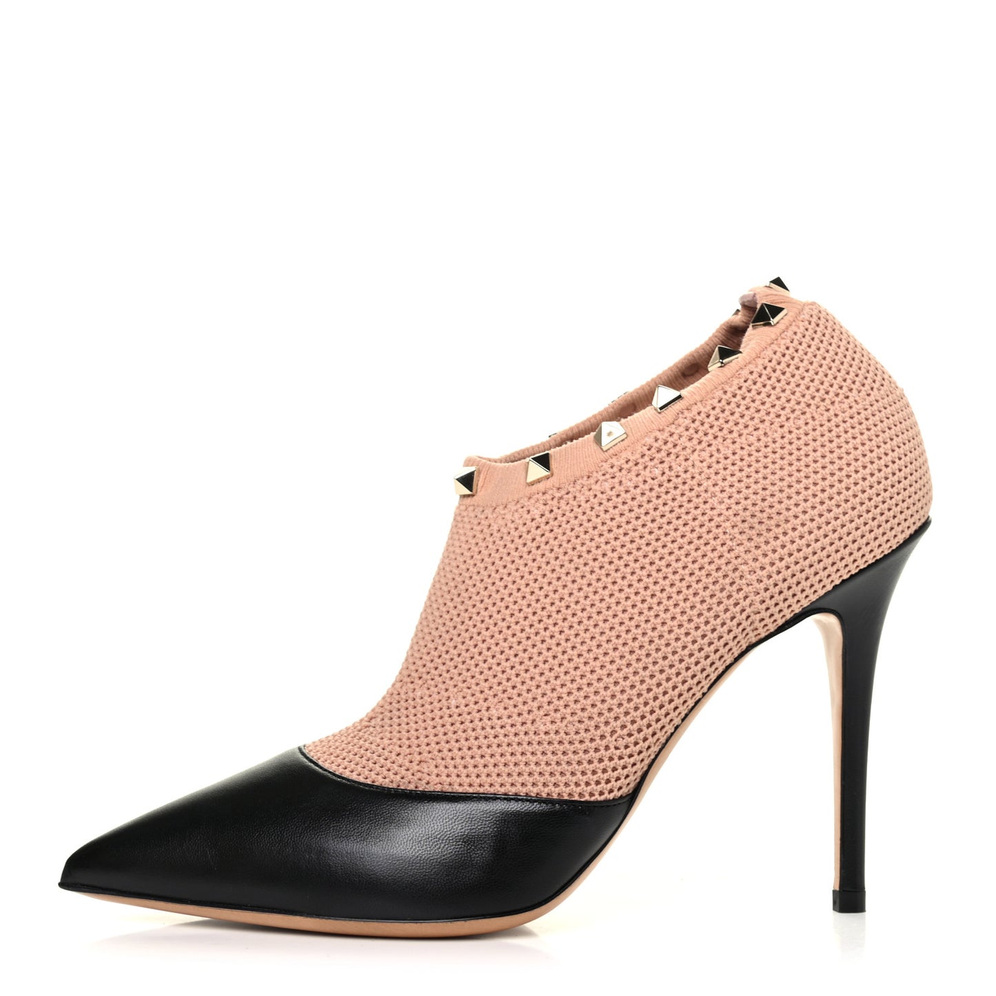 Nappa Knit Rockstud 105mm Sock Booties 38.5 Black