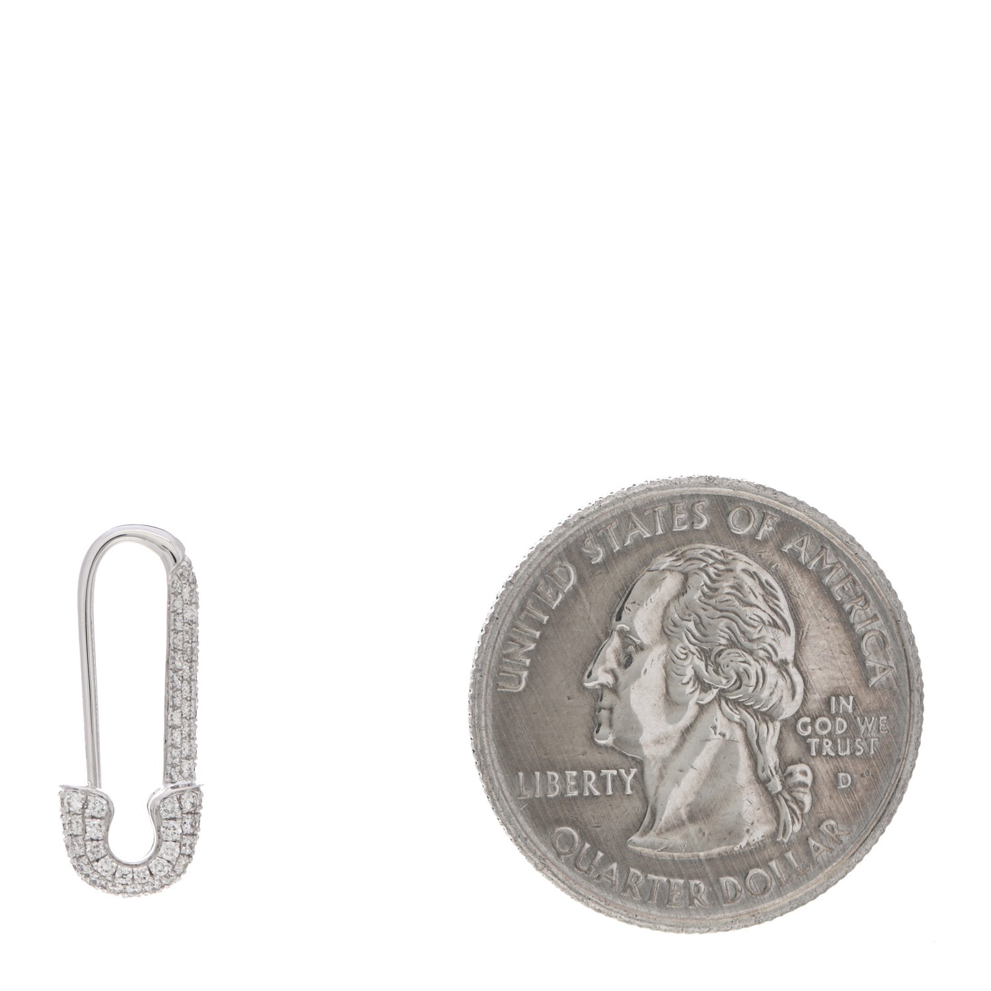 18K White Gold Diamond Mini Safety Pin Earring