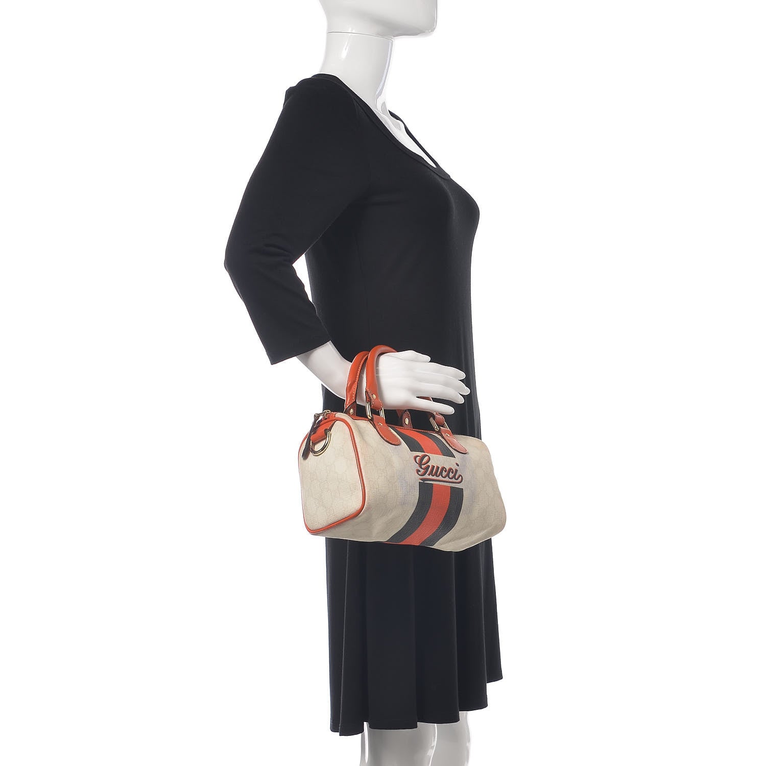 Gucci GG Plus Monogram Web Stripe Small Joy Boston Orange 2 of 22