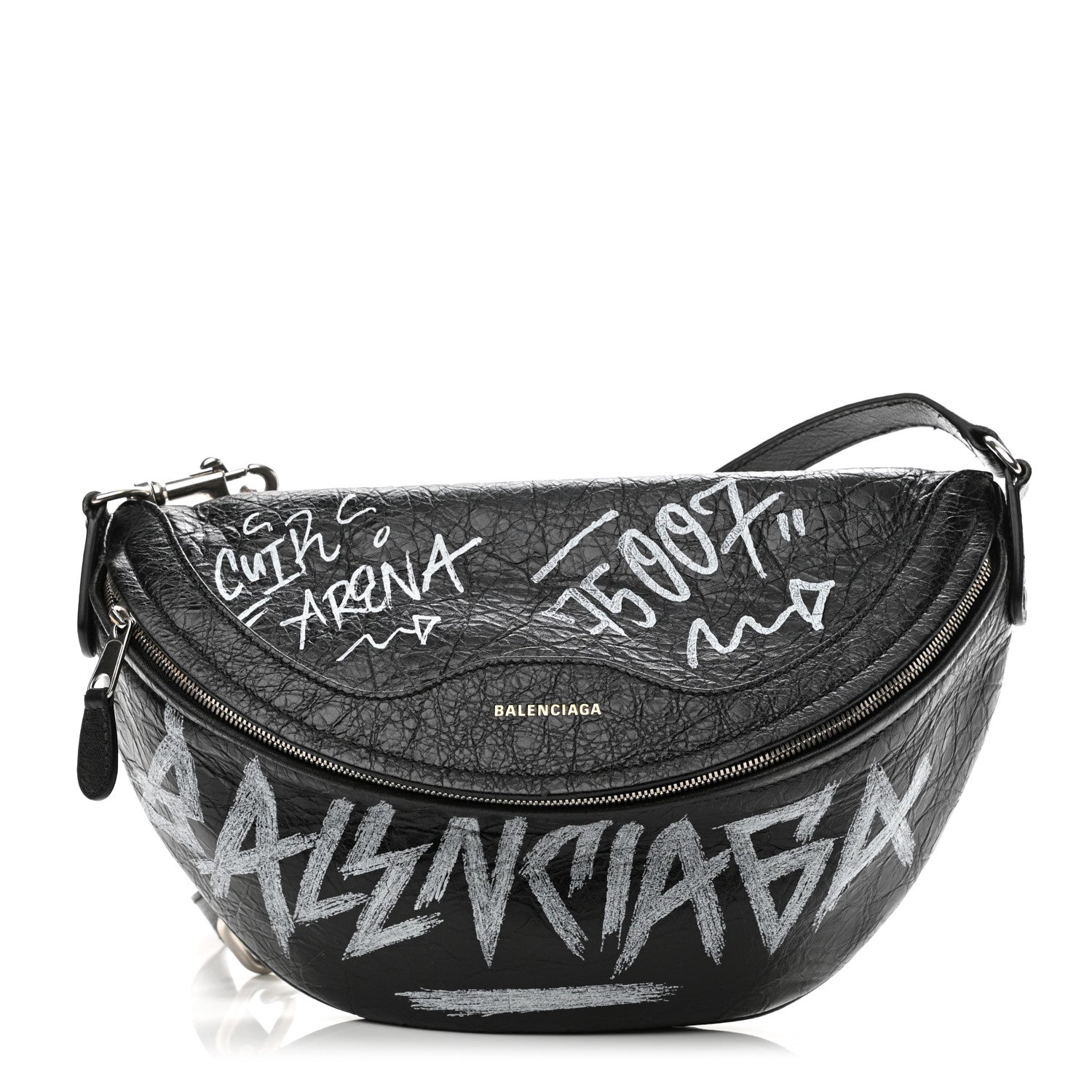 Balenciaga Agneau Arena Graffiti All Over XS Souvenir Belt Bag Black White 1 of 13