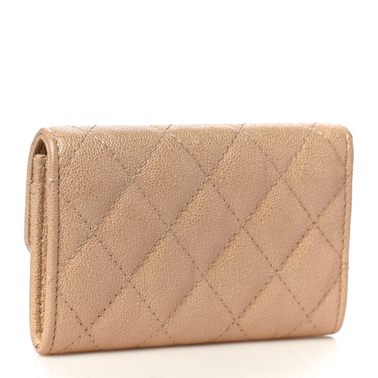 Chanel Iridescent Caviar Quilted Flap Card Holder Beige 3 of 12