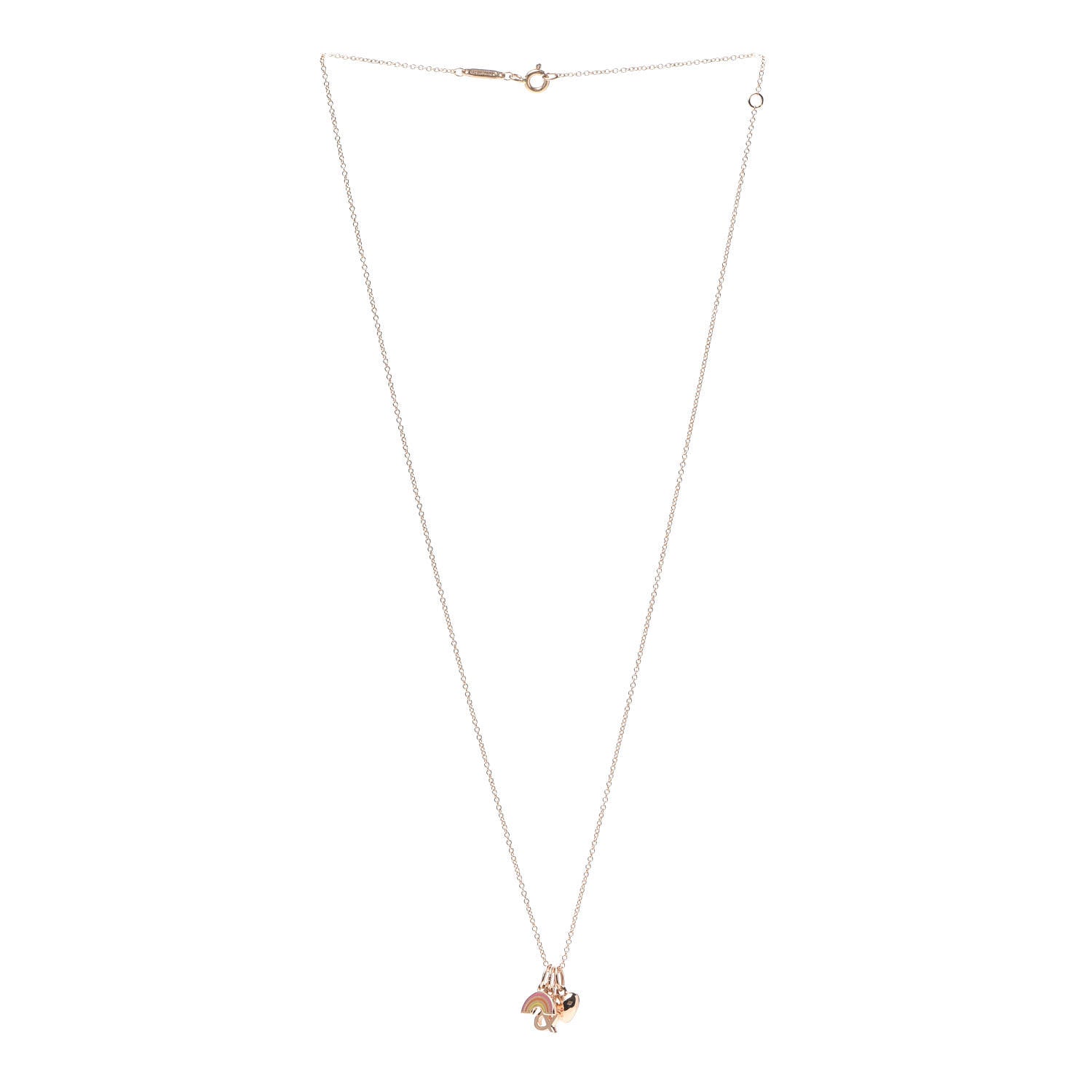 Tiffany 18K Rose Gold Love Rainbow Charm Pendant Necklace 3 of 6