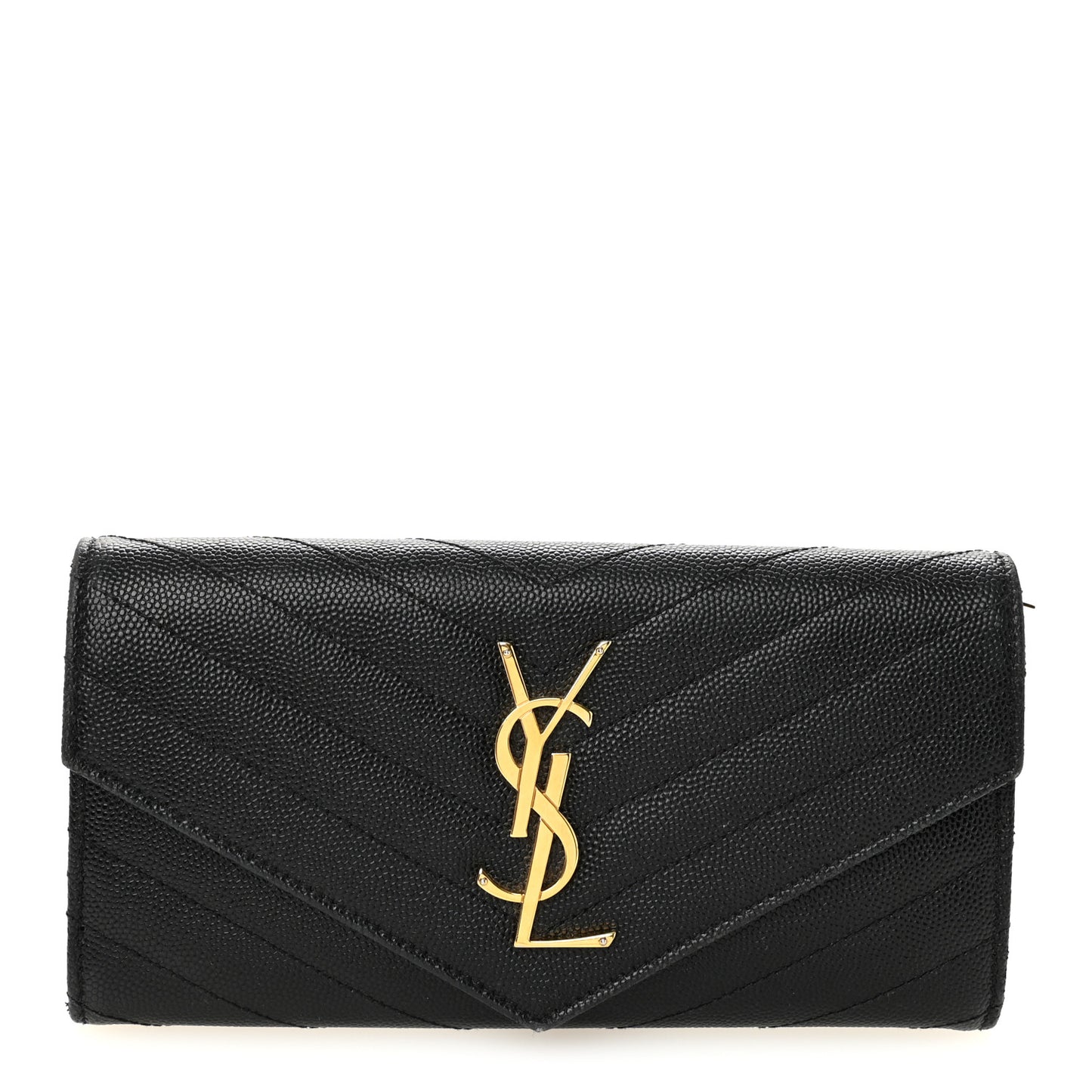 Grain De Poudre Matelasse Chevron Monogram Flap Wallet Black