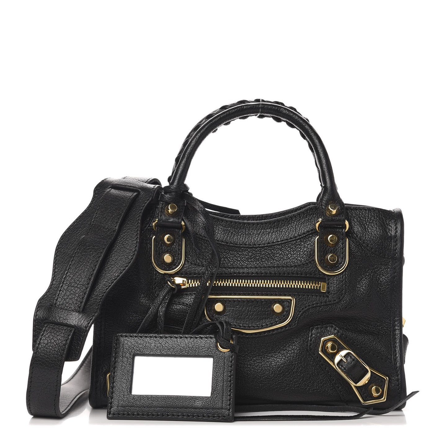 Chevre Gold Metallic Edge Hardware Mini City Black