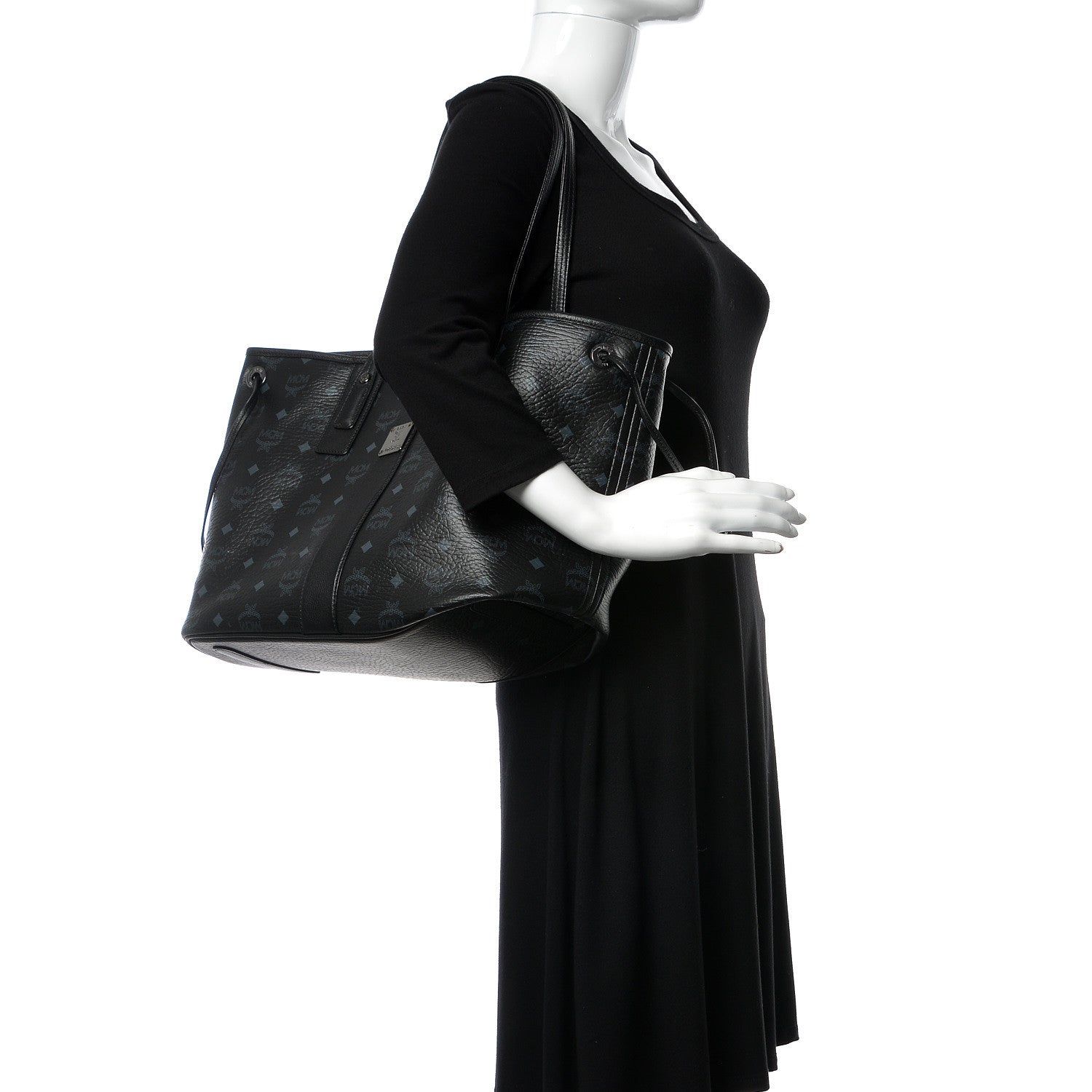 MCM Visetos Medium Liz Reversible Shopper Tote Black 2 of 21