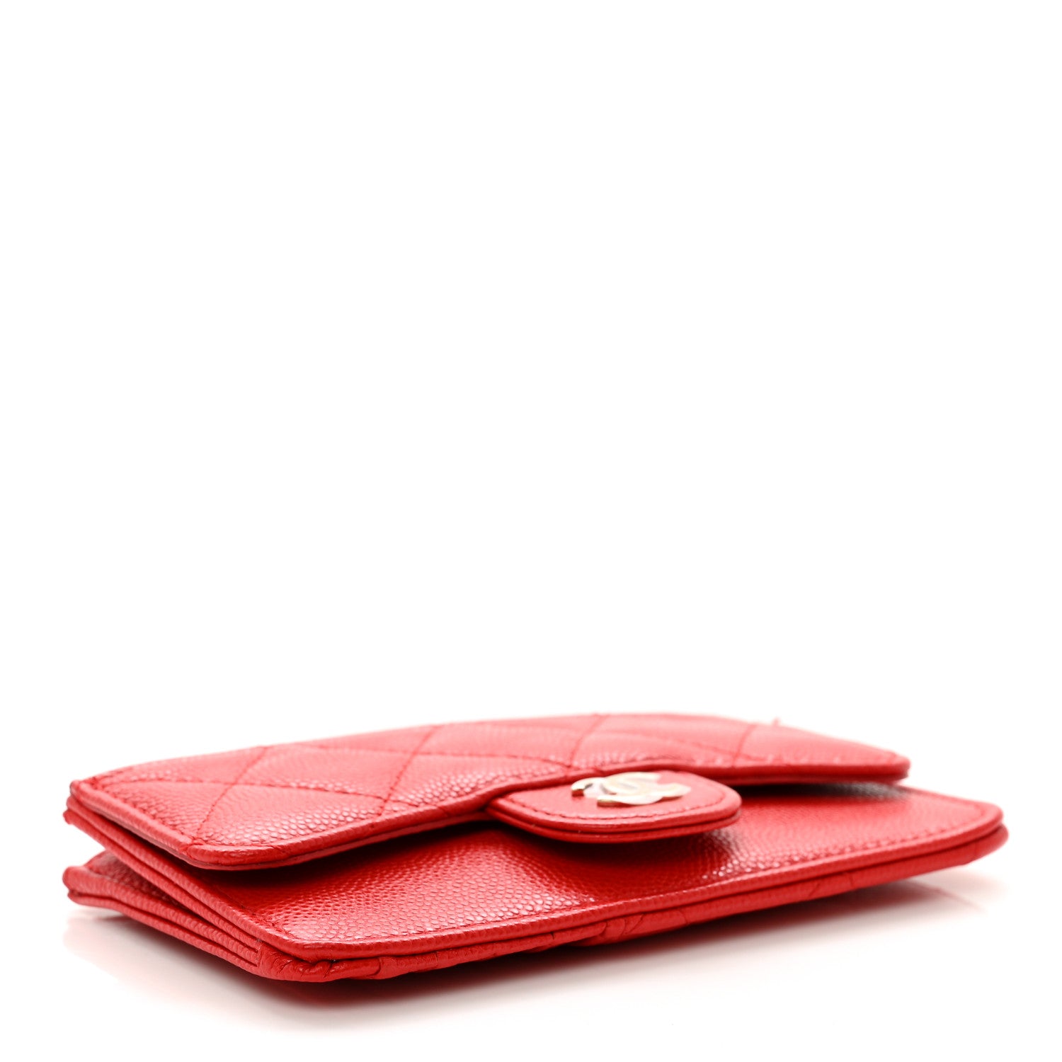 Chanel Caviar Quilted Flap Zip Card Holder Red 4 of 9