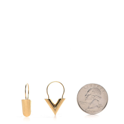 Louis Vuitton Brass Essential V Hoop Earrings Gold 2 of 5
