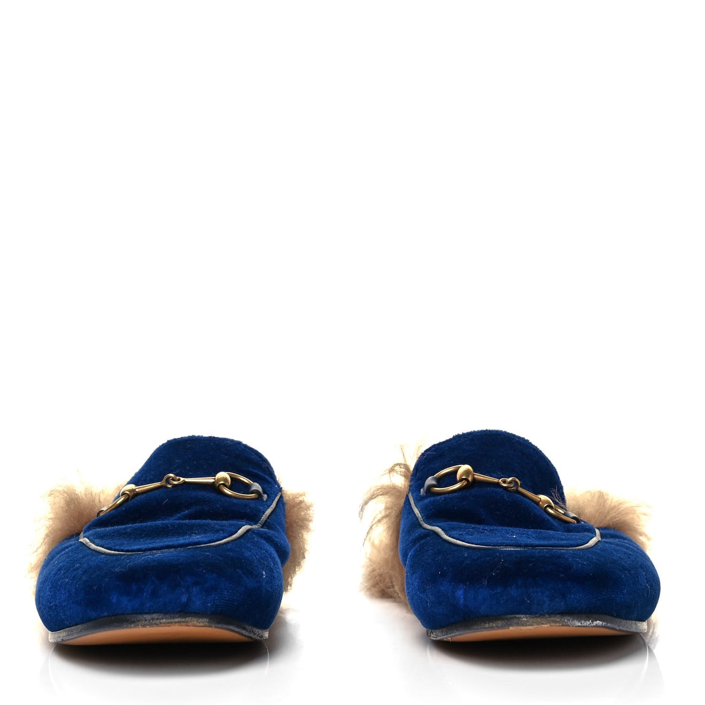 Velvet Fur Womens Princetown Slippers 38 Cobalt Blue