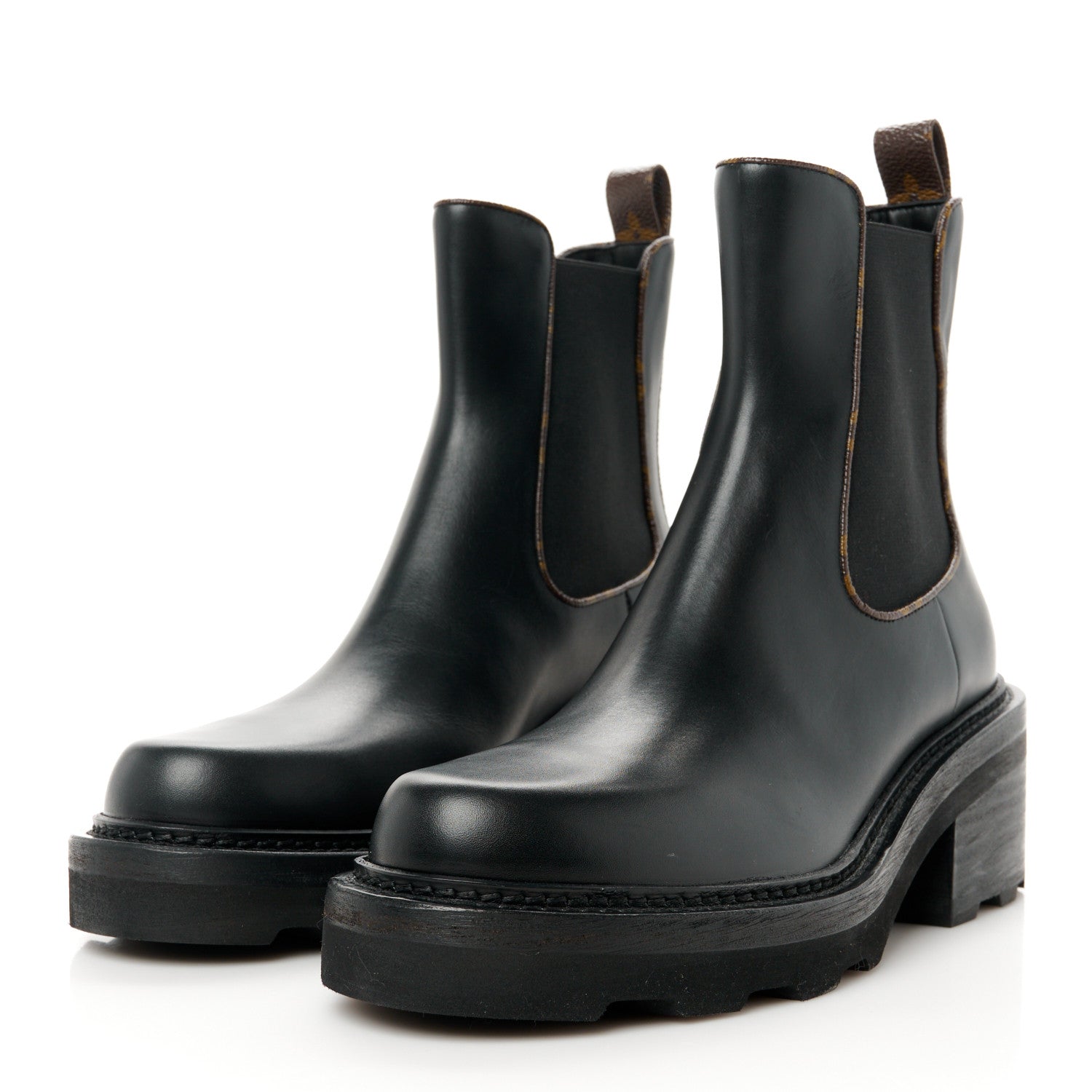 Louis Vuitton Calfskin Monogram Beaubourg Ankle Boots 40 Black 3 of 8
