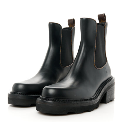 Louis Vuitton Calfskin Monogram Beaubourg Ankle Boots 40 Black 3 of 8