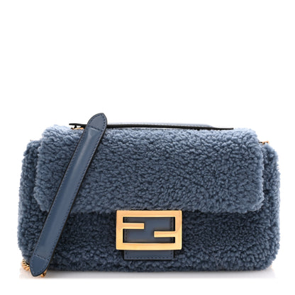 Fendi Shearling FF Midi Chain Baguette Mirto 1 of 10