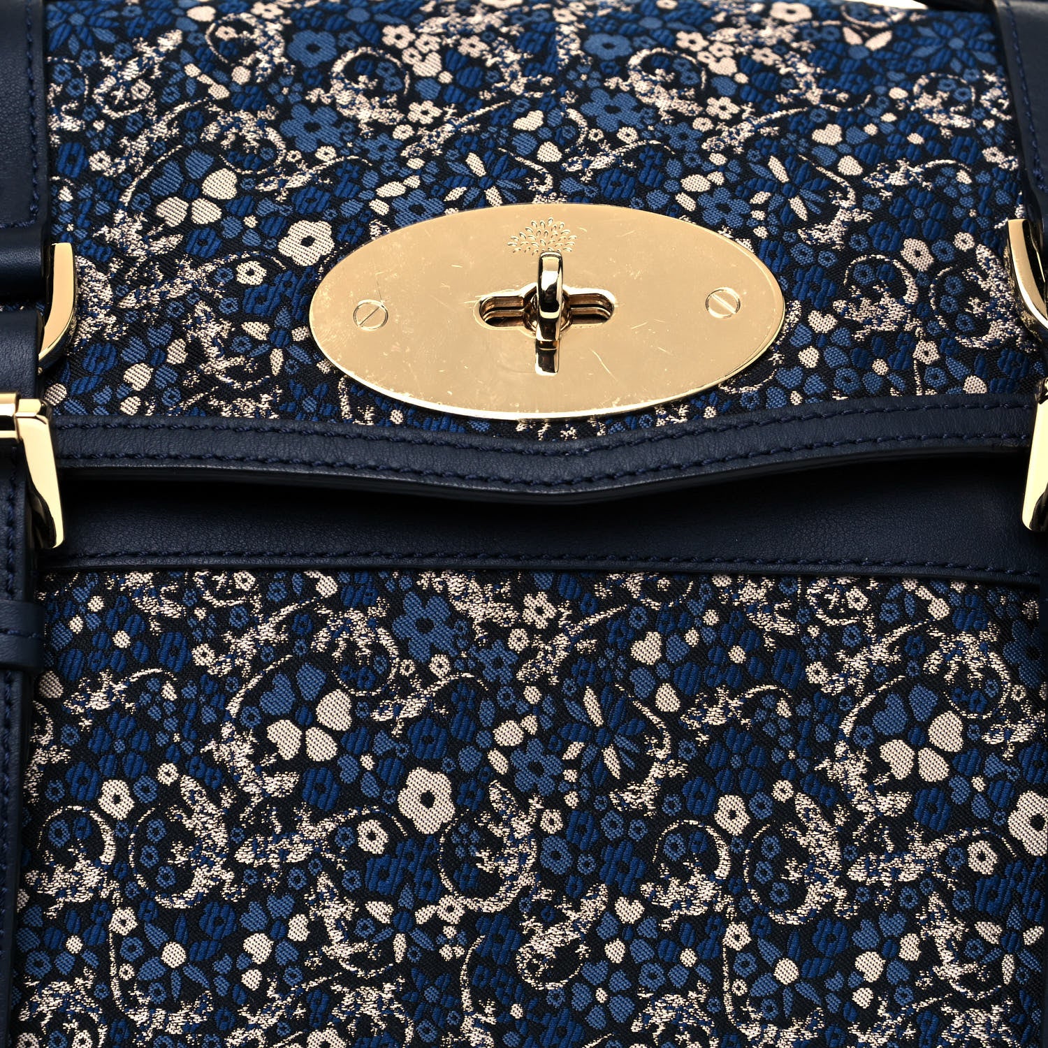 Mulberry Gecko Jacquard Floral Alexa Satchel Navy 6 of 10
