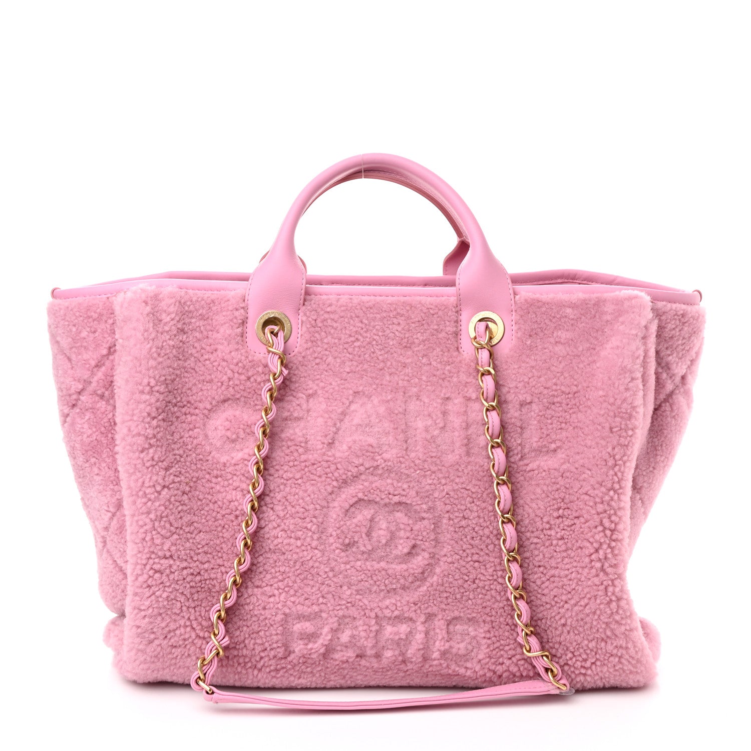 Chanel Shearling Lambskin Medium Deauville Tote Pink 3 of 12