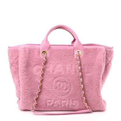 Chanel Shearling Lambskin Medium Deauville Tote Pink 3 of 12