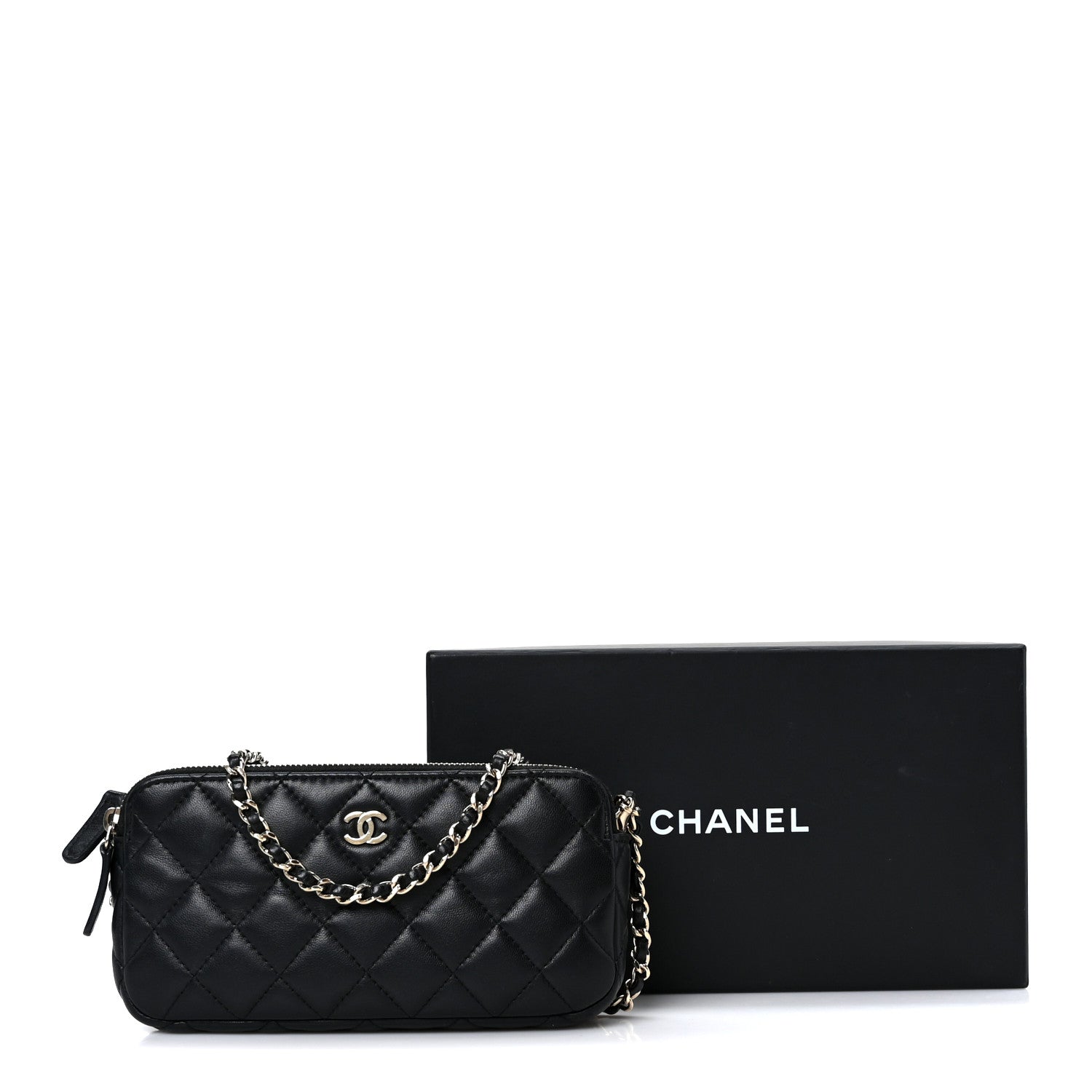 Chanel Lambskin Quilted Small Clutch With Chain Black 13 of 13