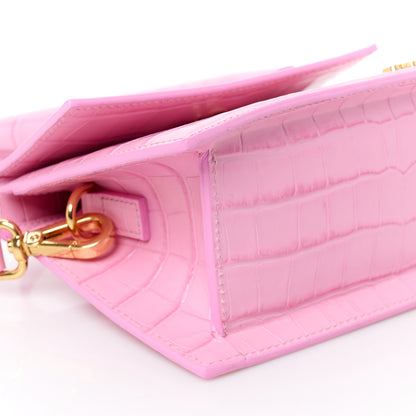 Jacquemus Calfskin Crocodile Embossed Le Chiquito Moyen Pink 8 of 10