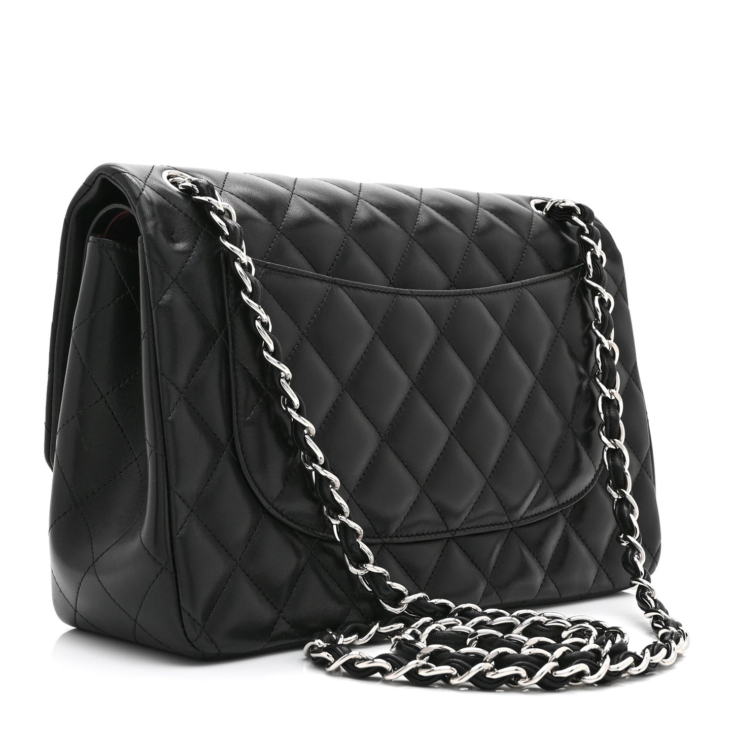 Lambskin Quilted Jumbo Double Flap Black