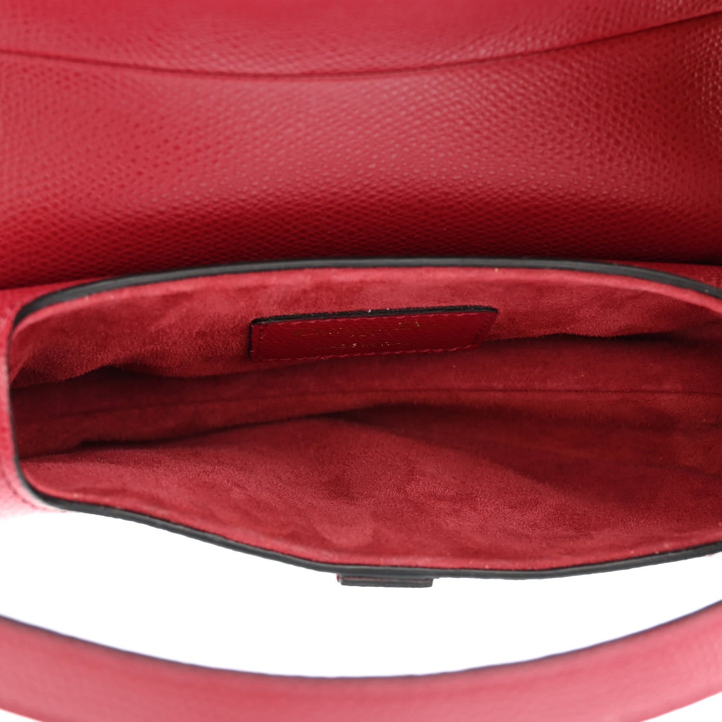 Grained Calfskin Mini Saddle Bag Red