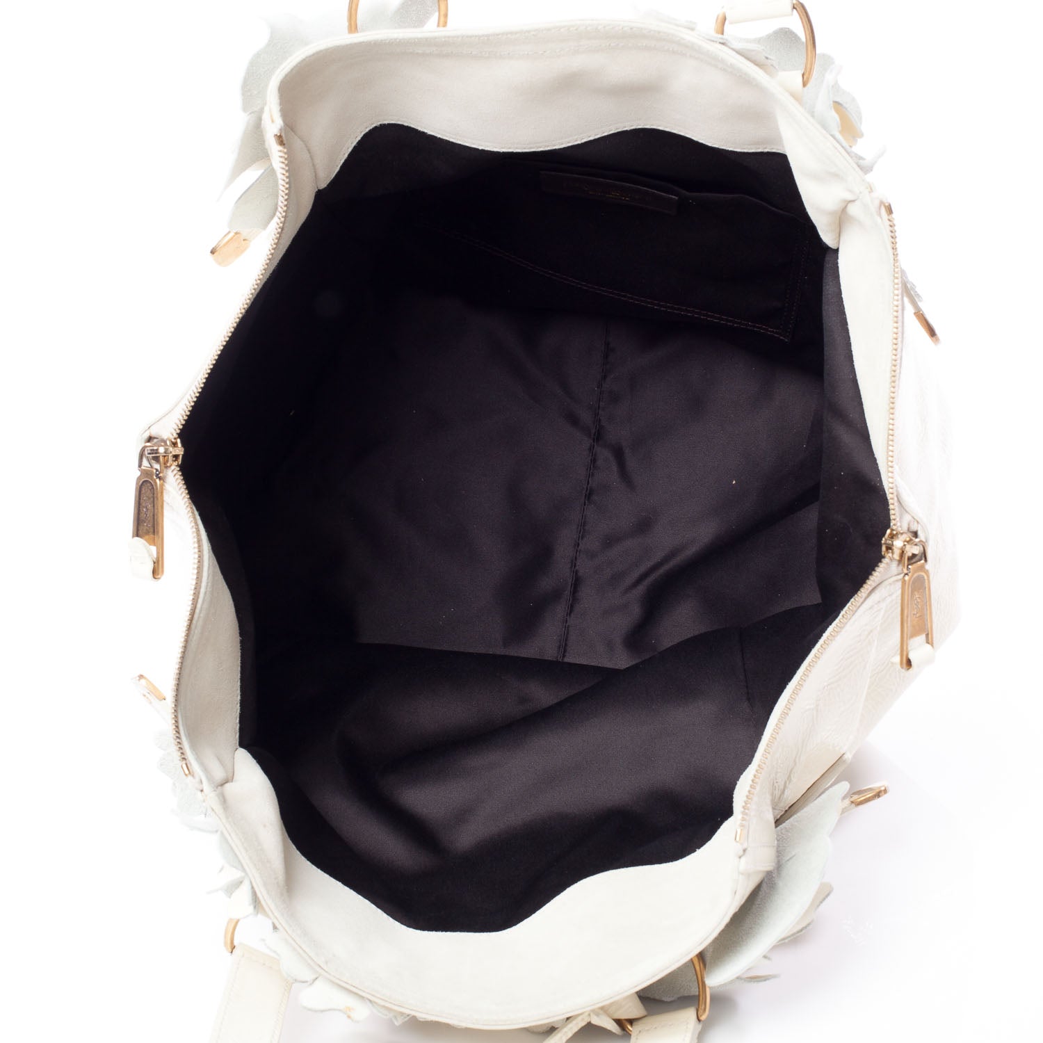 Saint Laurent Patent Downtown Flower Tote Ivory 9 of 9