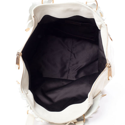 Saint Laurent Patent Downtown Flower Tote Ivory 9 of 9