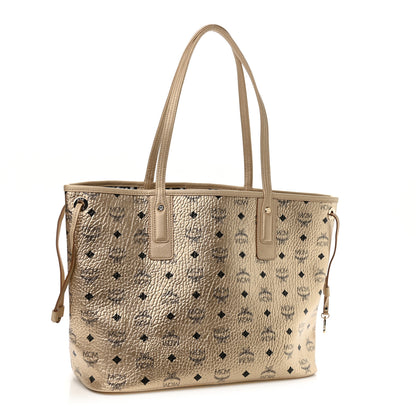 MCM Metallic Visetos Medium Liz Reversible Shopper Tote Gold 5 of 15
