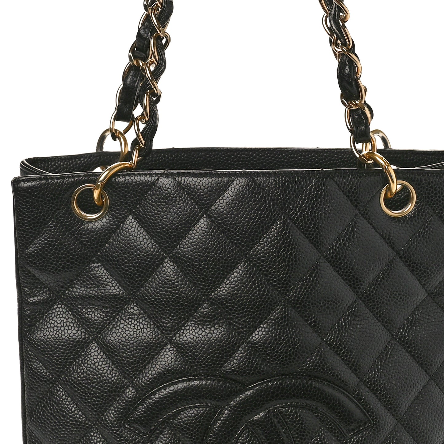 Caviar Quilted Petit Shopping Tote PST Black