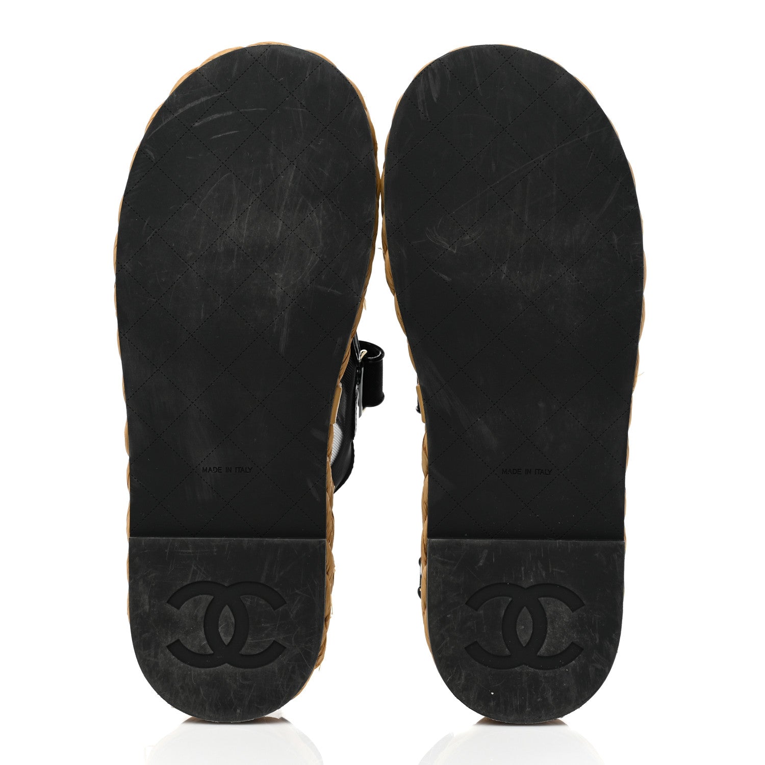 Chanel Mesh Patent Calfskin Velcro Dad Sandals 41 Black 5 of 8