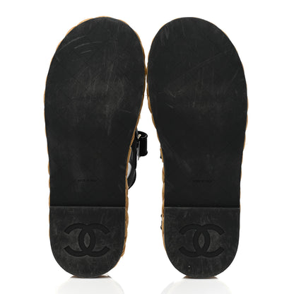 Chanel Mesh Patent Calfskin Velcro Dad Sandals 41 Black 5 of 8