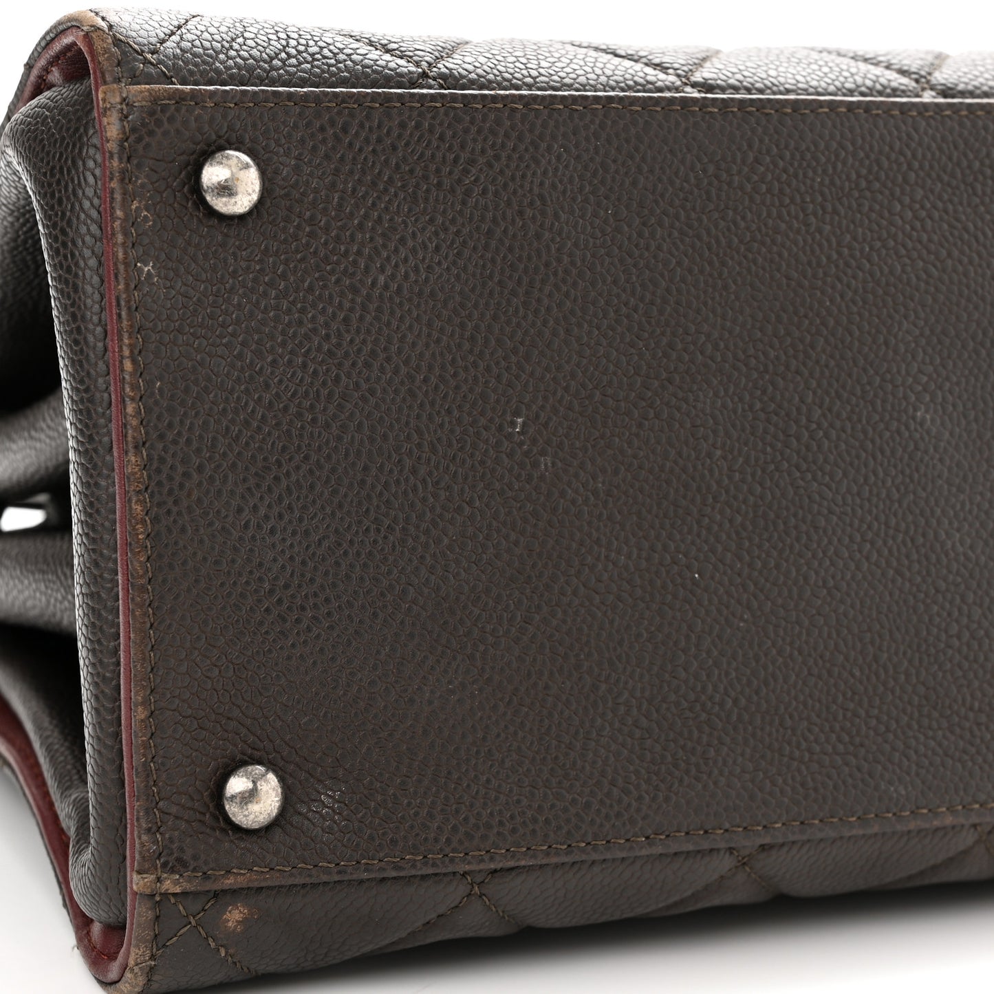 Caviar Quilted Large CC Accordion Shopping Bag Brown