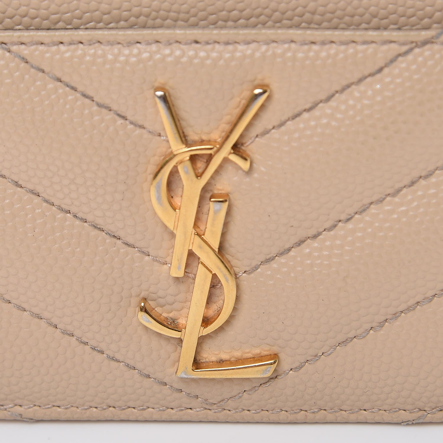 Saint Laurent Grain De Poudre Matelasse Chevron Monogram Credit Card Case Cork 8 of 8