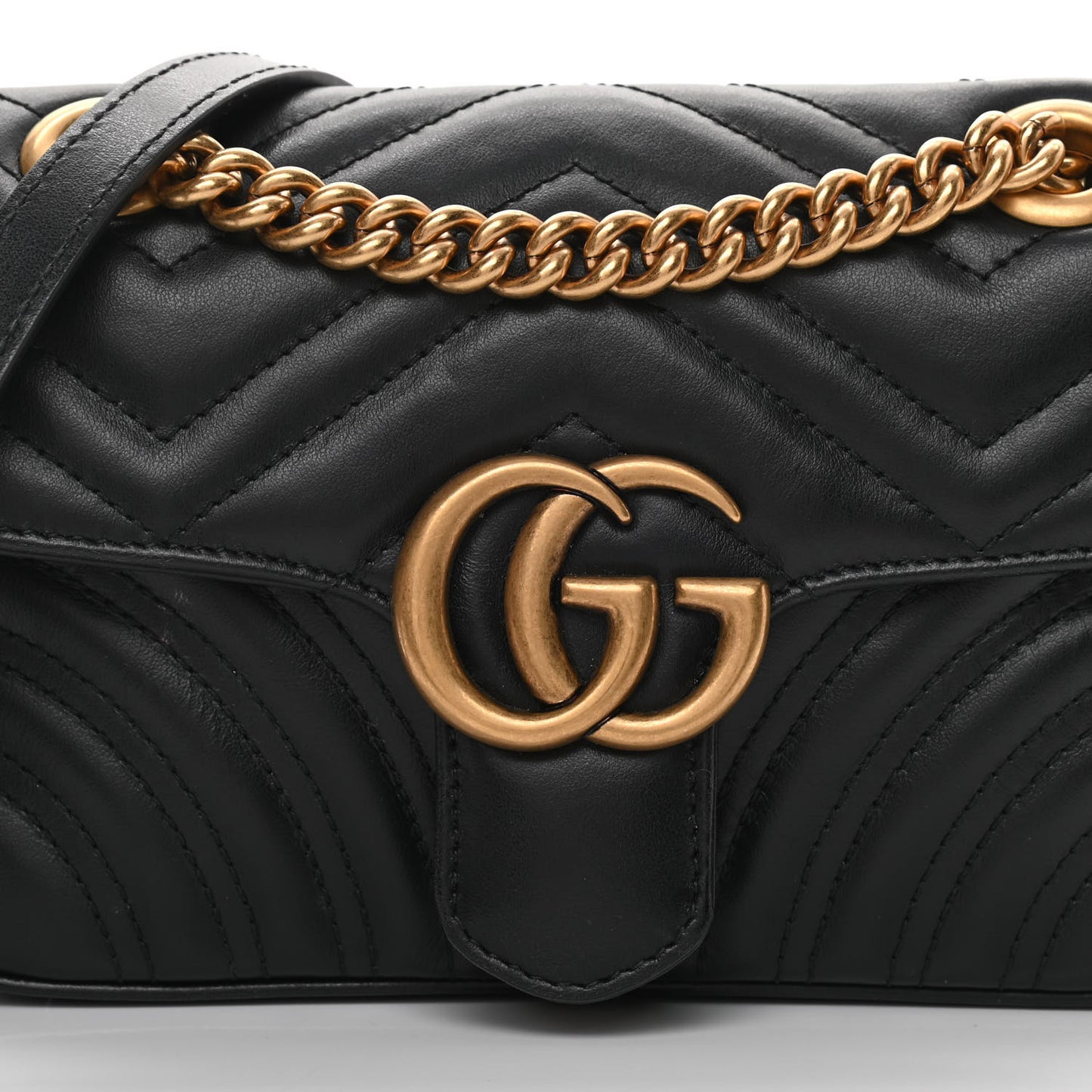 Calfskin Matelasse Mini GG Marmont Shoulder Bag Black