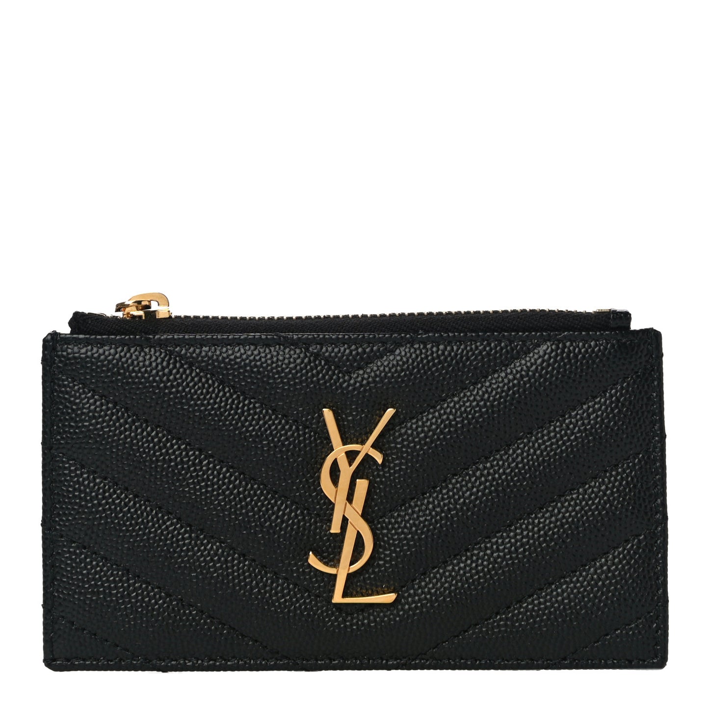 Grain De Poudre Matelasse Chevron Cassandre Fragments Zippered Card Case Black