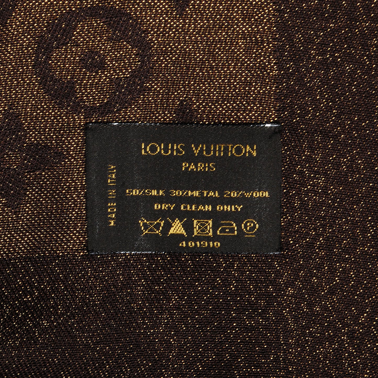 Silk Lurex Wool Monogram Shine Shawl Brown
